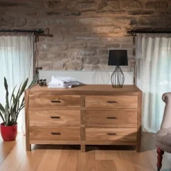 Outlet Etnico Cassettiera Cassettiera 6 cassetti teak in Legno in offerta- Cassettiere