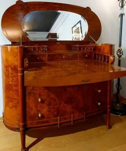 Artigianale Cassettiera Classica modello Ovale in radica con ribalta a marchio a prezzo scontato- Cassettiere