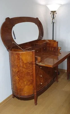 Artigianale Cassettiera Classica modello Ovale in radica con ribalta a marchio a prezzo scontato- Cassettiere