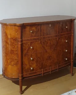 Artigianale Cassettiera Classica modello Ovale in radica con ribalta a marchio a prezzo scontato- Cassettiere