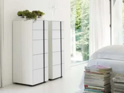 Sangiacomo Cassettiera in Laccato opaco Abaco settimanale con gola in Offerta Outlet- Cassettiere