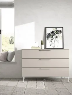 NovaMobili Cassettiera in Laminato Como grigio con gambe in Offerta Outlet- Cassettiere