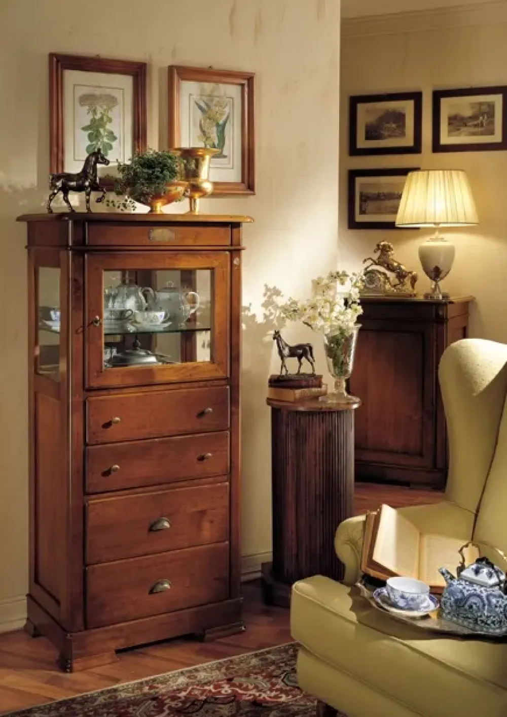 Artigianale Cassettiera Modello quadrifogli in Legno con forte sconto- Cassettiere