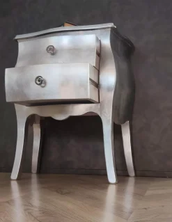 Comodino Bombato foglia argento di a PREZZI OUTLET^Artigianale