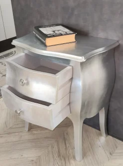 Comodino Bombato foglia argento di a PREZZI OUTLET^Artigianale
