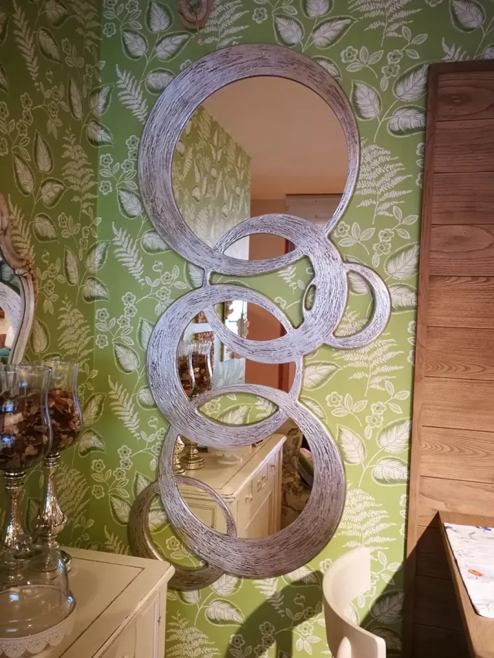 New Complemento Specchiera decorativa in foglia argento Specchiere