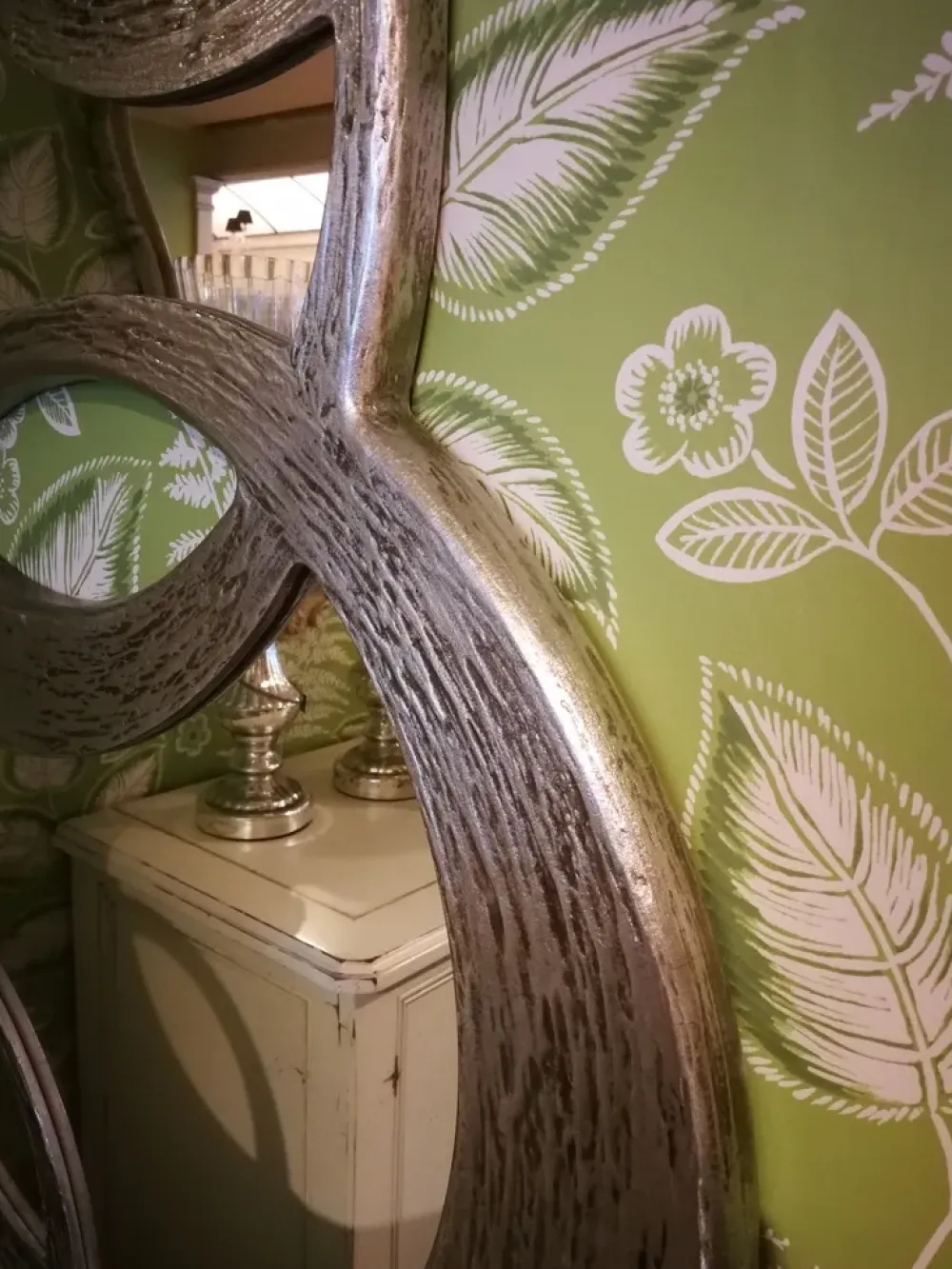 New Complemento Specchiera decorativa in foglia argento Specchiere