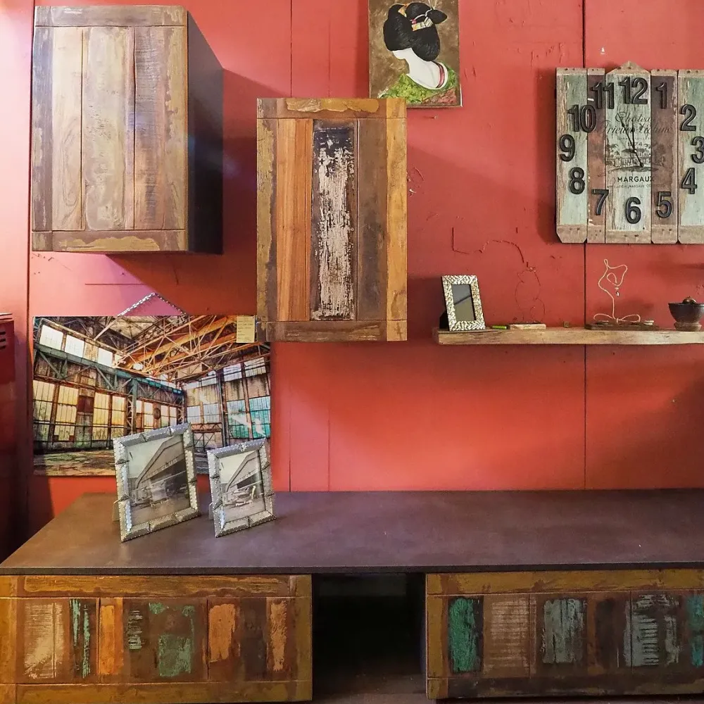 Composizione per il living modello Parete soggiorno industrial recicle di in Offerta Outlet^Outlet Etnico Outlet