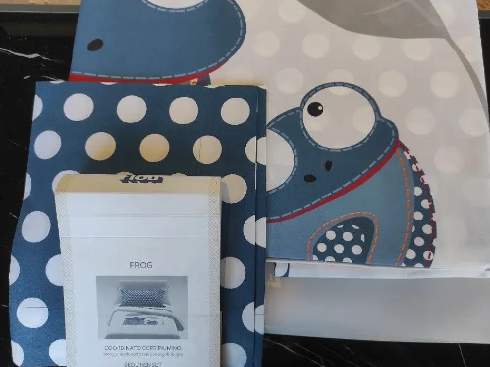 Copripiumini Frog blu in Cotone di a prezzi ribassati^Flou Sale