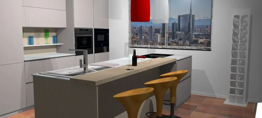 New Cucina a prezzo scontato con isola moderna Mk18 Cucine Ad Isola|Cucine Moderne