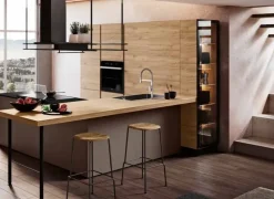 Imab Cucina a prezzo scontato ad angolo moderna Capri bianca e noce- Cucine Ad Angolo|Cucine Moderne