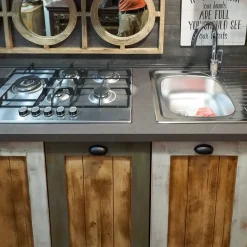 Cucina a prezzo scontato lineare provenzale Cucina nordic  vintage style  in legno^Nuovi Mondi Collection Discount