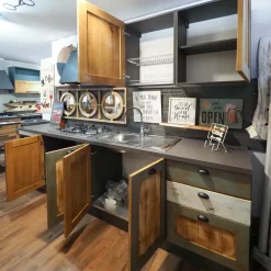 Cucina a prezzo scontato lineare provenzale Cucina nordic  vintage style  in legno^Nuovi Mondi Collection Discount