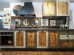 Cucina a prezzo scontato lineare provenzale Cucina nordic  vintage style  in legno^Nuovi Mondi Collection Discount