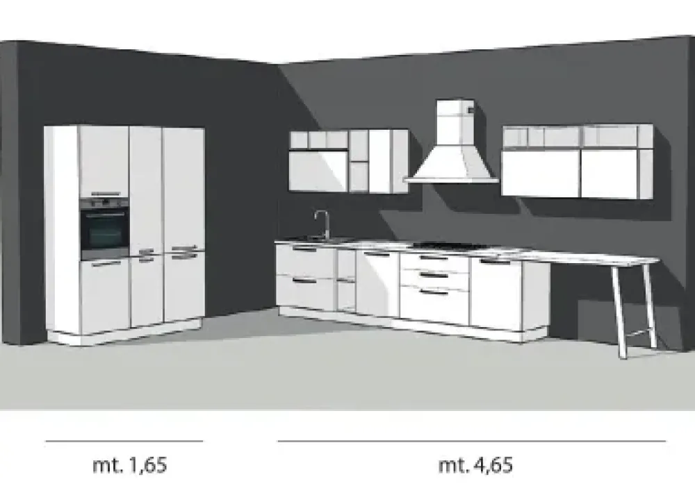 Cucina ad angolo americano Domino industriale Primacucine a prezzo ribassato^Prima Cucine Best