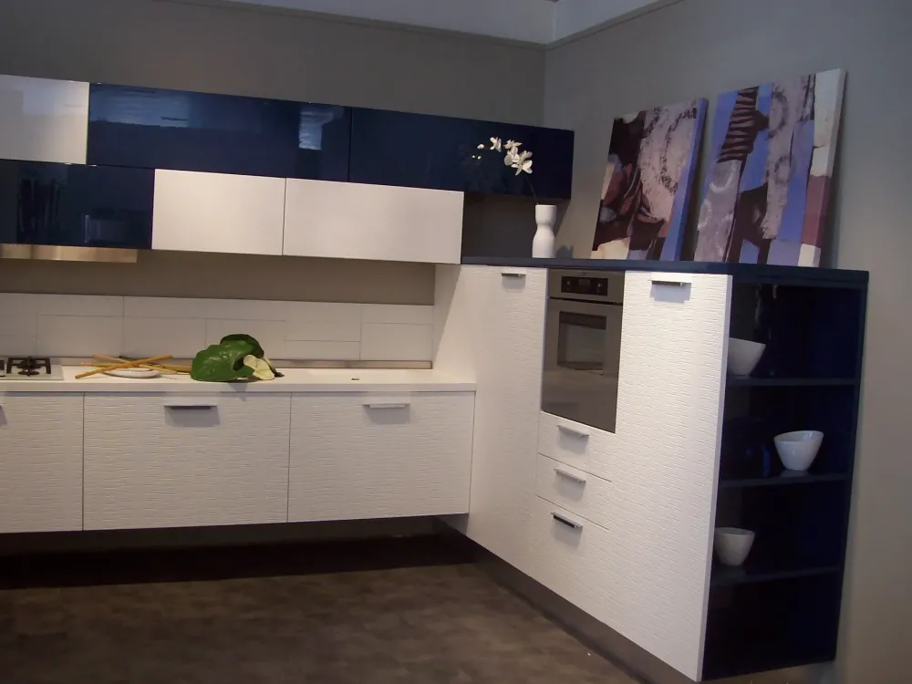 Sale Cucina ad angolo in laccato lucido bianca Plan materic a prezzo ribassato Cucine Ad Angolo|Cucine Moderne