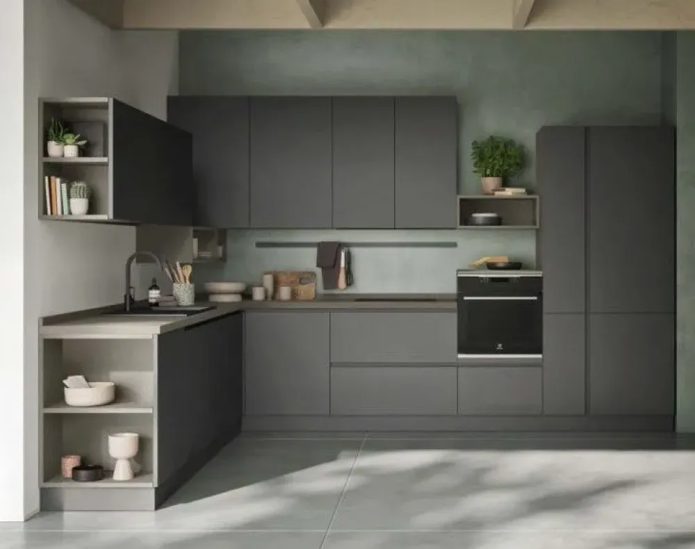 Cucina ad angolo in laminato materico antracite Sky a prezzo ribassato^Ar-Tre