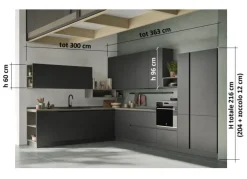 Cucina ad angolo in laminato materico antracite Sky a prezzo ribassato^Ar-Tre