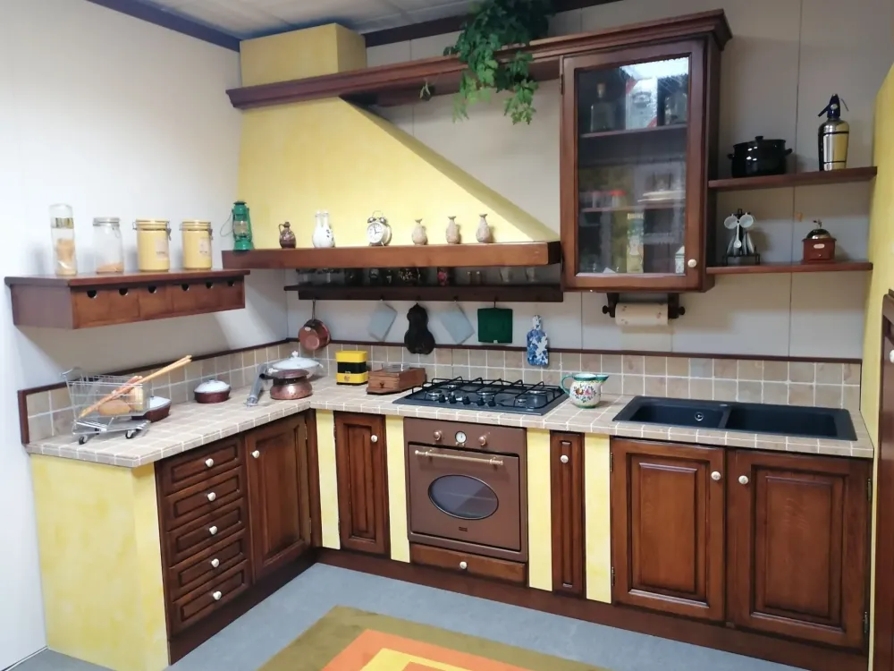 Cucina ad angolo in legno rovere moro Prezzemolo a prezzo ribassato^Oldline