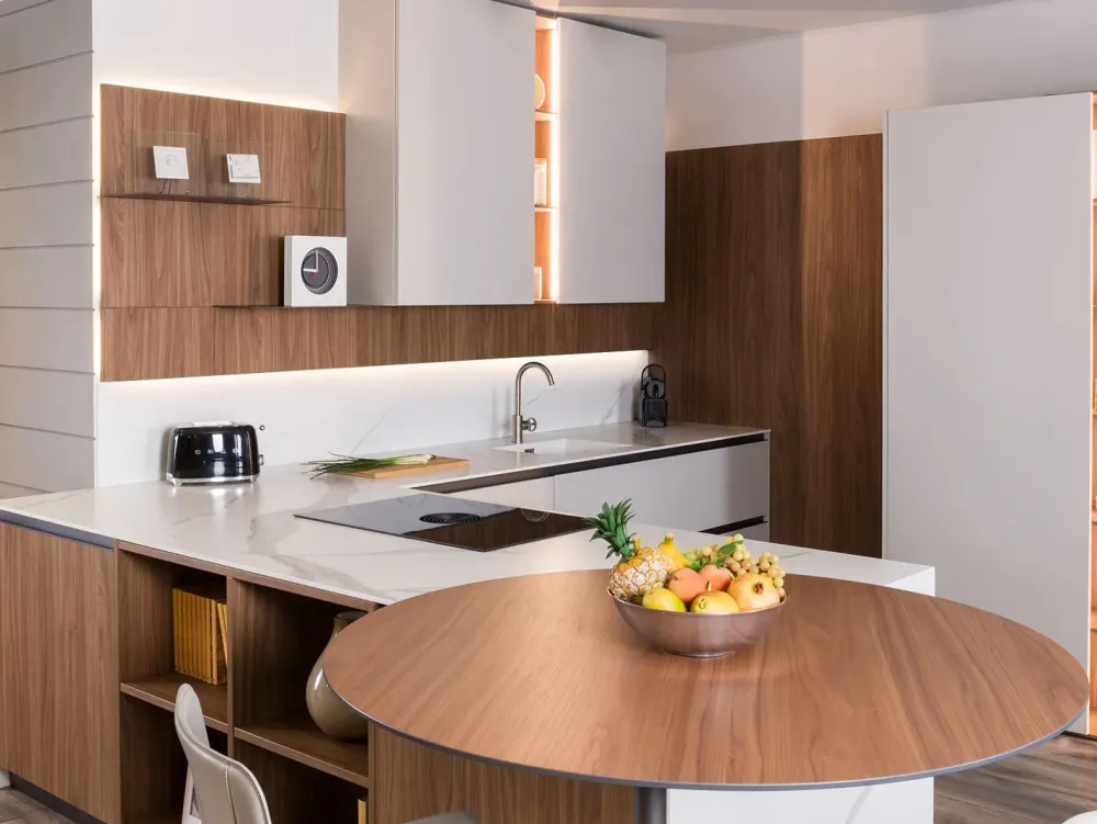 Cucina ad angolo moderna tortora Plan 01 outlet a soli 24790 Euro^Diotti.com Online