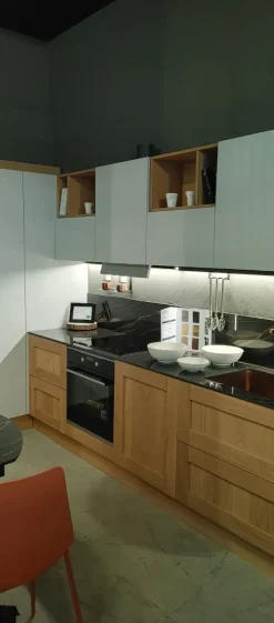 Hot Cucina ad angolo moderna rovere chiaro Cucina licia Cucine Ad Angolo|Cucine Moderne