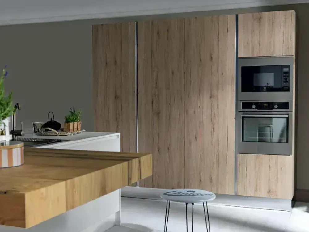 Cucina ad isola in laminato materico bianca Bea a prezzo scontato^Cucine Store Clearance