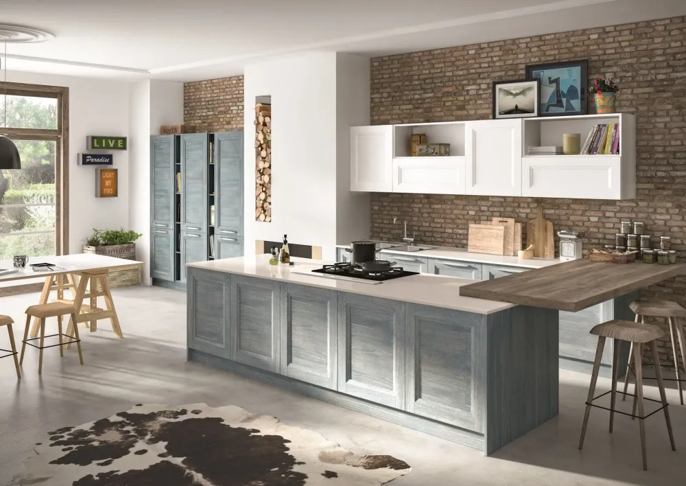 Essebi Cucina Alba classica azzurra ad isola scontata 38%- Cucine Ad Isola