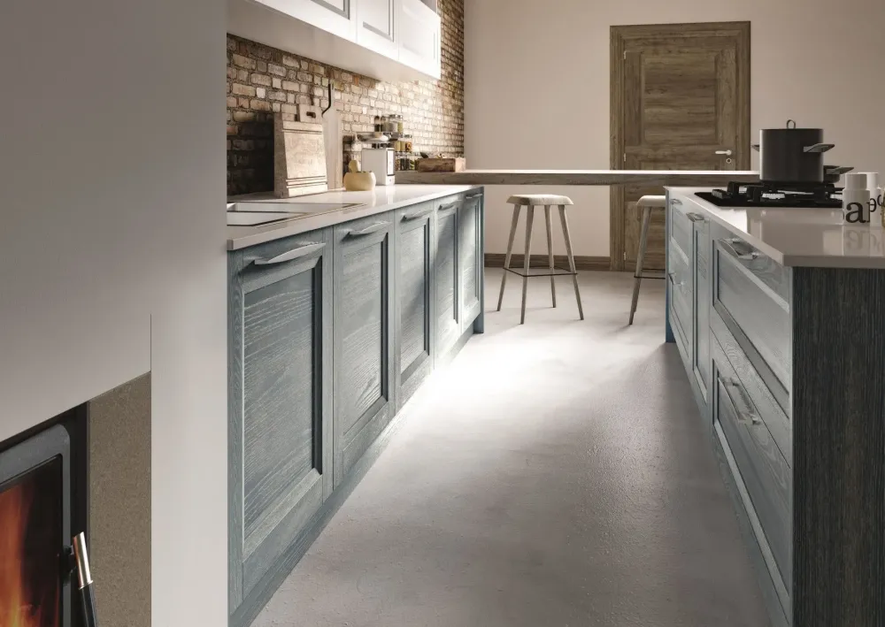 Essebi Cucina Alba classica azzurra ad isola scontata 38%- Cucine Ad Isola