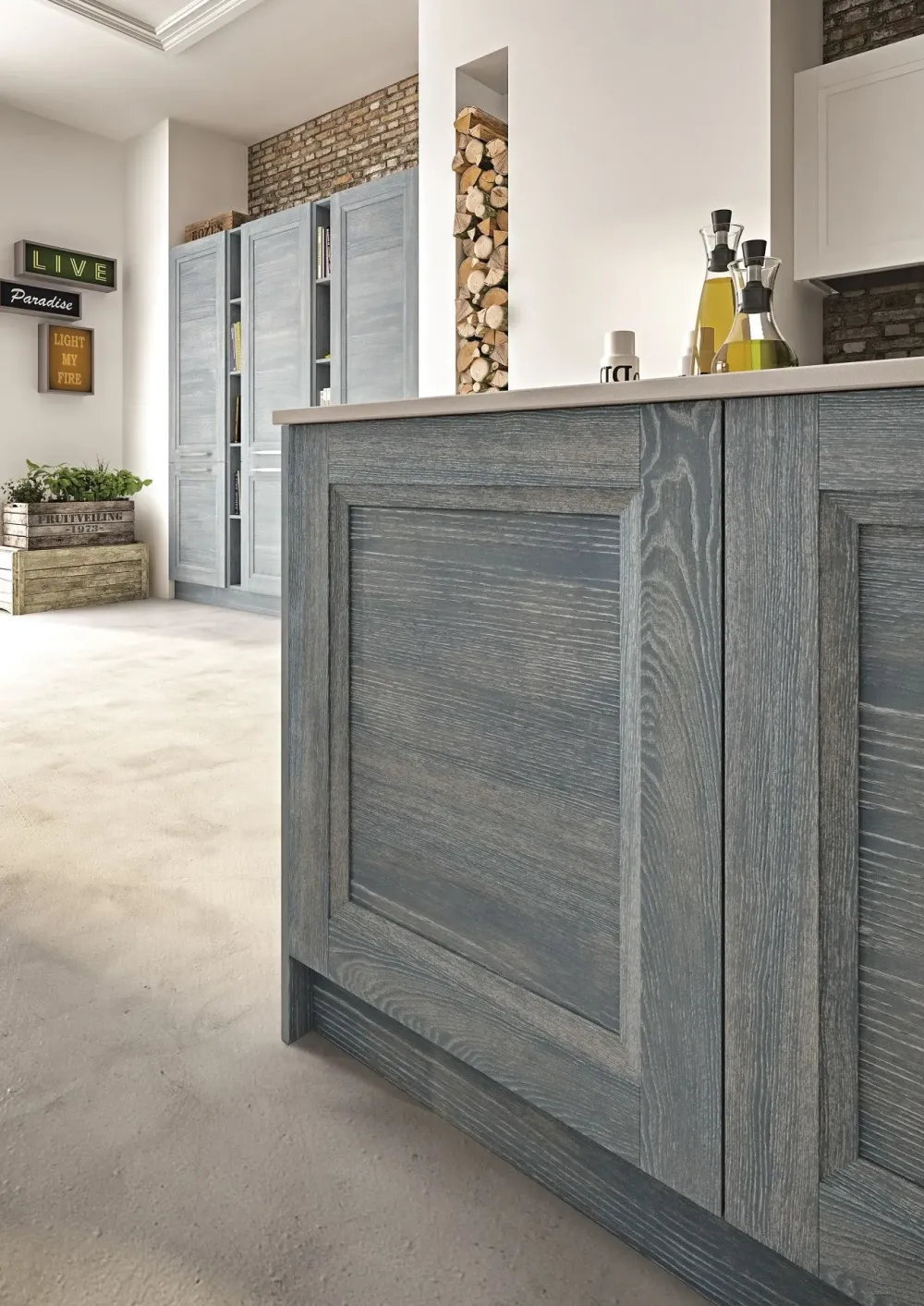 Essebi Cucina Alba classica azzurra ad isola scontata 38%- Cucine Ad Isola