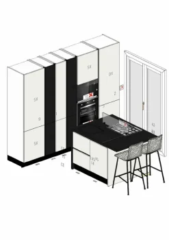 Cucina altri colori moderna ad isola Caprera bianca e nera group in Offerta Outlet^Imab Clearance