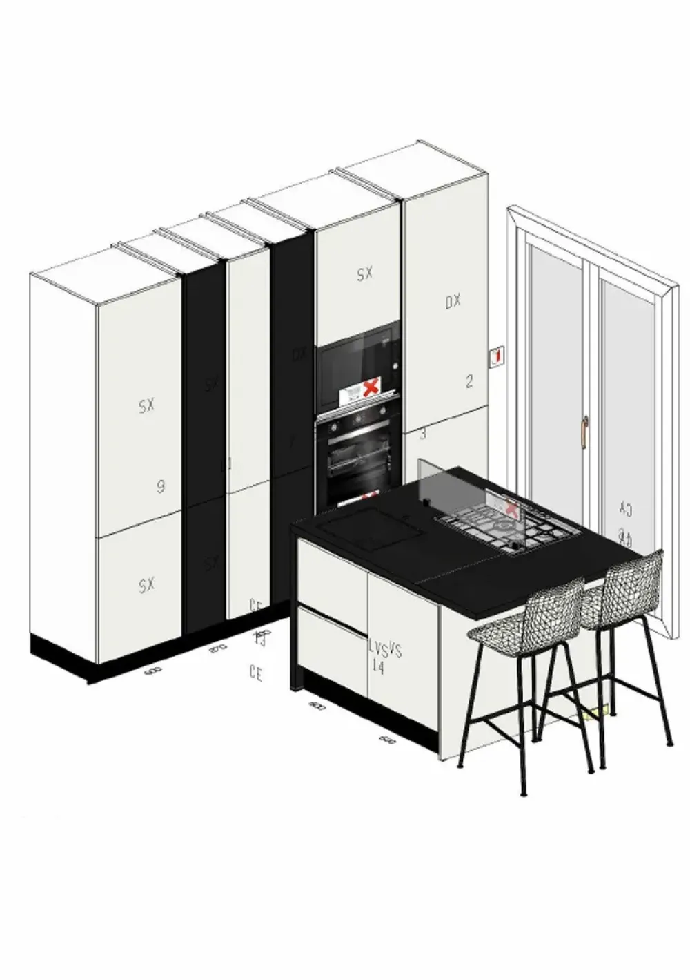 Cucina altri colori moderna ad isola Caprera bianca e nera group in Offerta Outlet^Imab Clearance