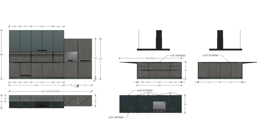 Diotti.com Cucina altri colori moderna con isola Klab 07 outlet a soli 18190 Euro- Cucine Ad Isola|Cucine Moderne