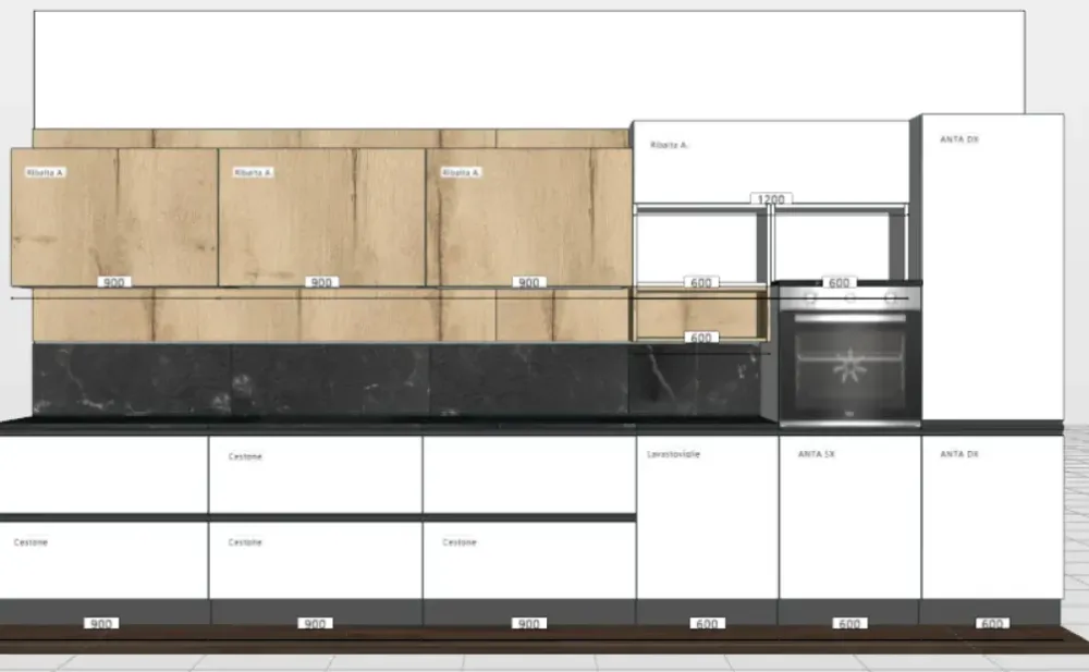 Cucina altri colori moderna lineare Easy pro scontata^Collezione esclusiva Outlet