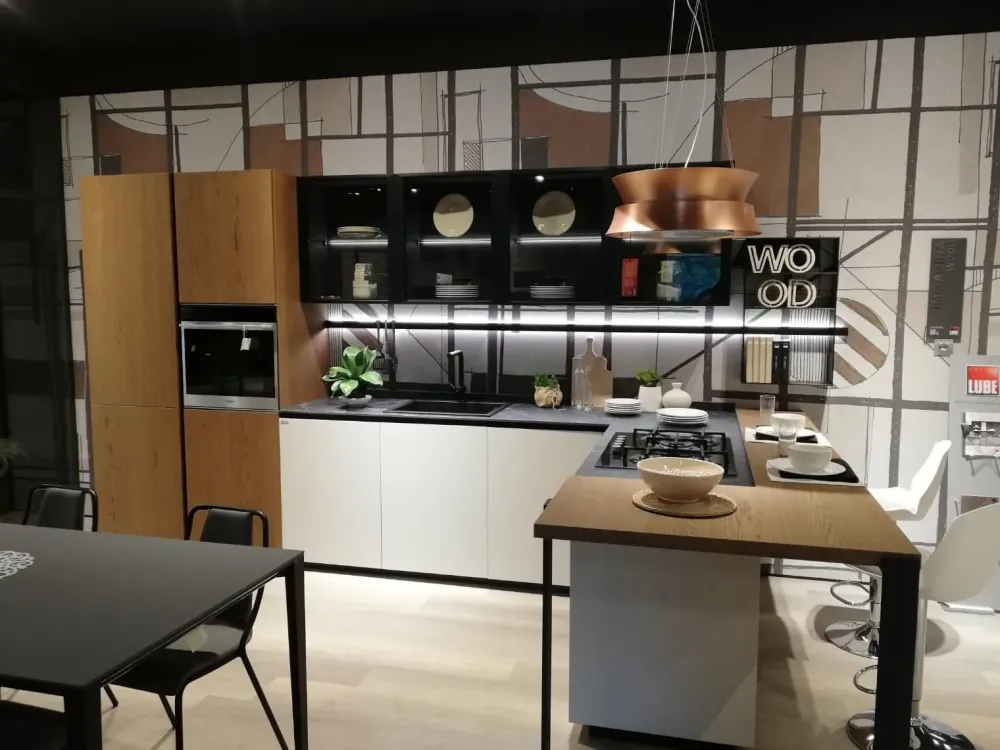 Cucina altri colori moderna con penisola Immagina wood a soli 12950 Euro^Lube Cucine Sale