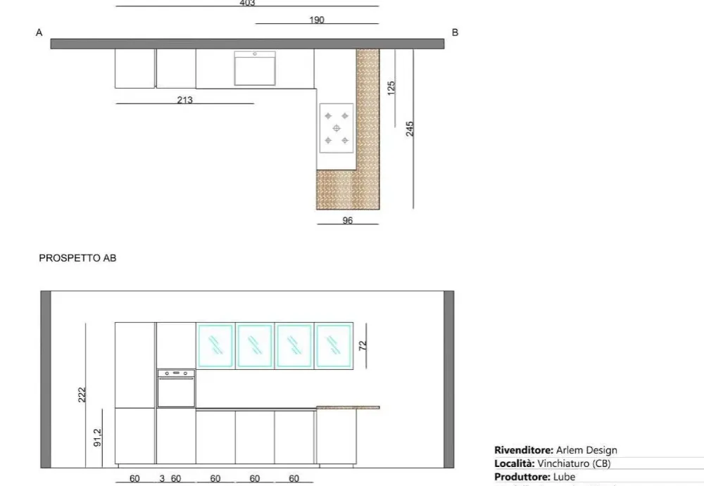Cucina altri colori moderna con penisola Immagina wood a soli 12950 Euro^Lube Cucine Sale
