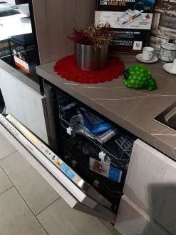 Cucina moderna lineare grigio in laminato materico Ginevra^Aran Outlet