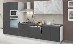 Aran Cucina Sibilla pet, grigio laccato opaco, lineare e moderna.- Cucine Lineari|Cucine Moderne