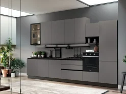 Ar-Due Cucina moderna lineare grigia in laminato opaco Easy promo- Cucine Lineari|Cucine Moderne
