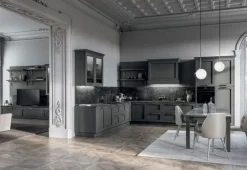 Cucina country ad angolo grigia in laccata opaco Meg 1 Cucine Ad Angolo|Cucine Country