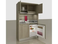 Artigianale Cucina moderna lineare altri colori in laminato materico Cucina monoblocco a scomparsa 130 aperta- Cucine Lineari|Cucine Moderne