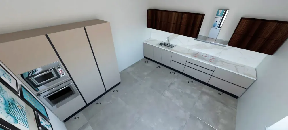 Outlet Cucina design lineare tortora in laccato opaco Sp22 Cucine Lineari|Cucine Design