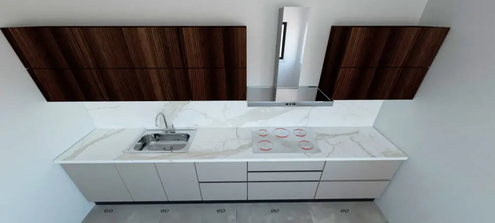 Outlet Cucina design lineare tortora in laccato opaco Sp22 Cucine Lineari|Cucine Design