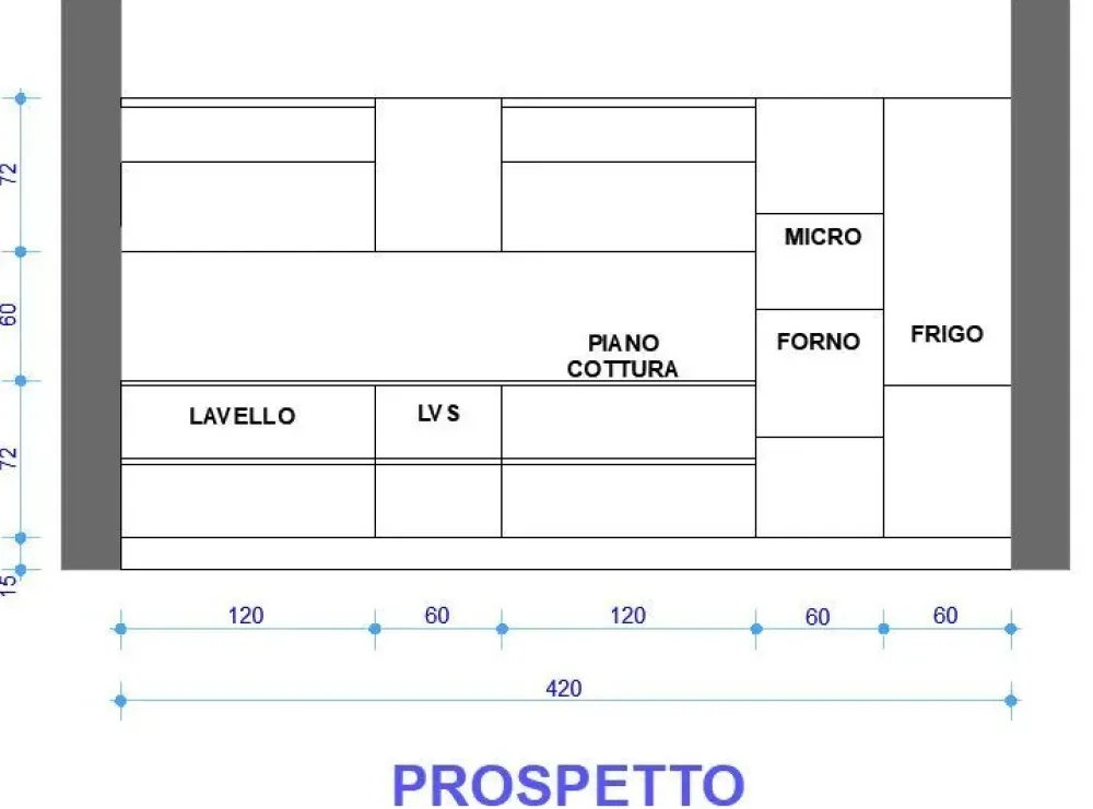 Astra Cucina moderna lineare grigio in laminato opaco Sp22- Cucine Lineari|Cucine Moderne