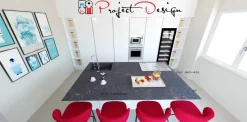 Cucina bianca design con isola Line  a soli 9500€^Astra Outlet