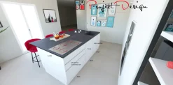Cucina bianca design con isola Line  a soli 9500€^Astra Outlet