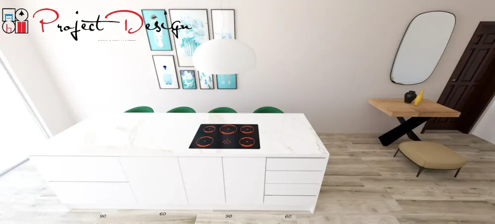 Cucina bianca design con isola Kali in offerta^Arredo3