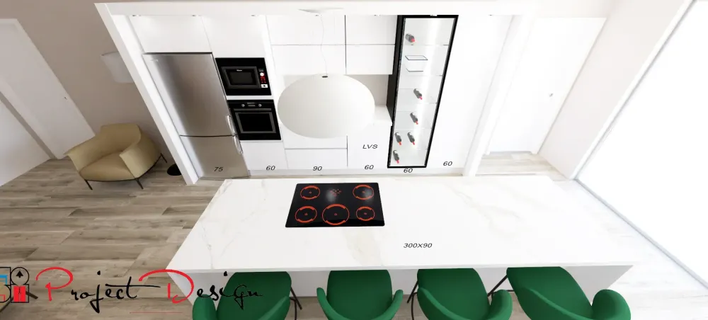 Cucina bianca design con isola Kali in offerta^Arredo3