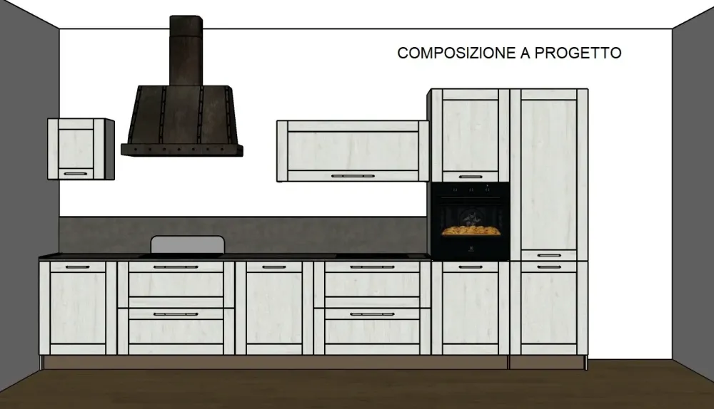 Stosa Cucina bianca industriale lineare City- Cucine Lineari