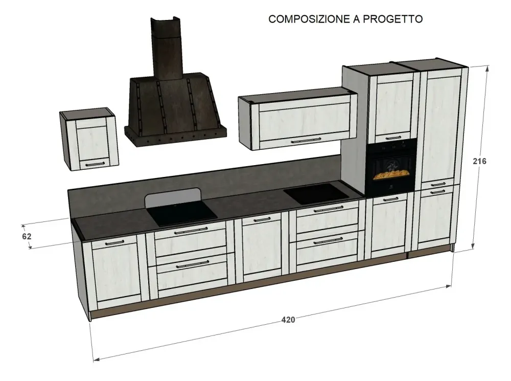 Stosa Cucina bianca industriale lineare City- Cucine Lineari