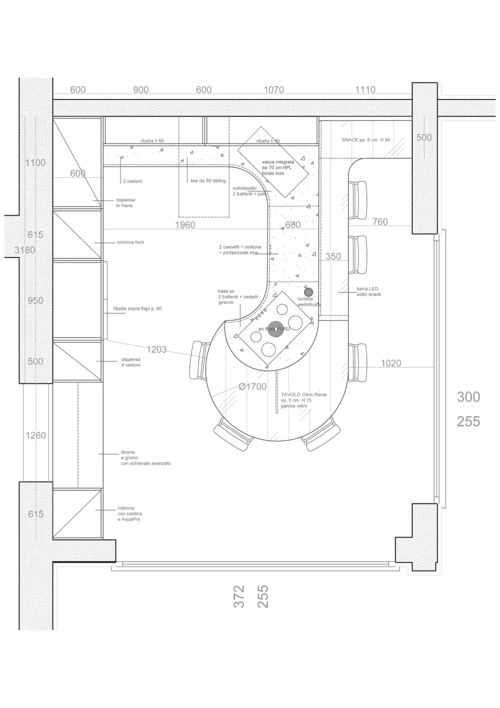 Cucina bianca moderna ad angolo Cucina curva Cucine Ad Angolo|Cucine Moderne